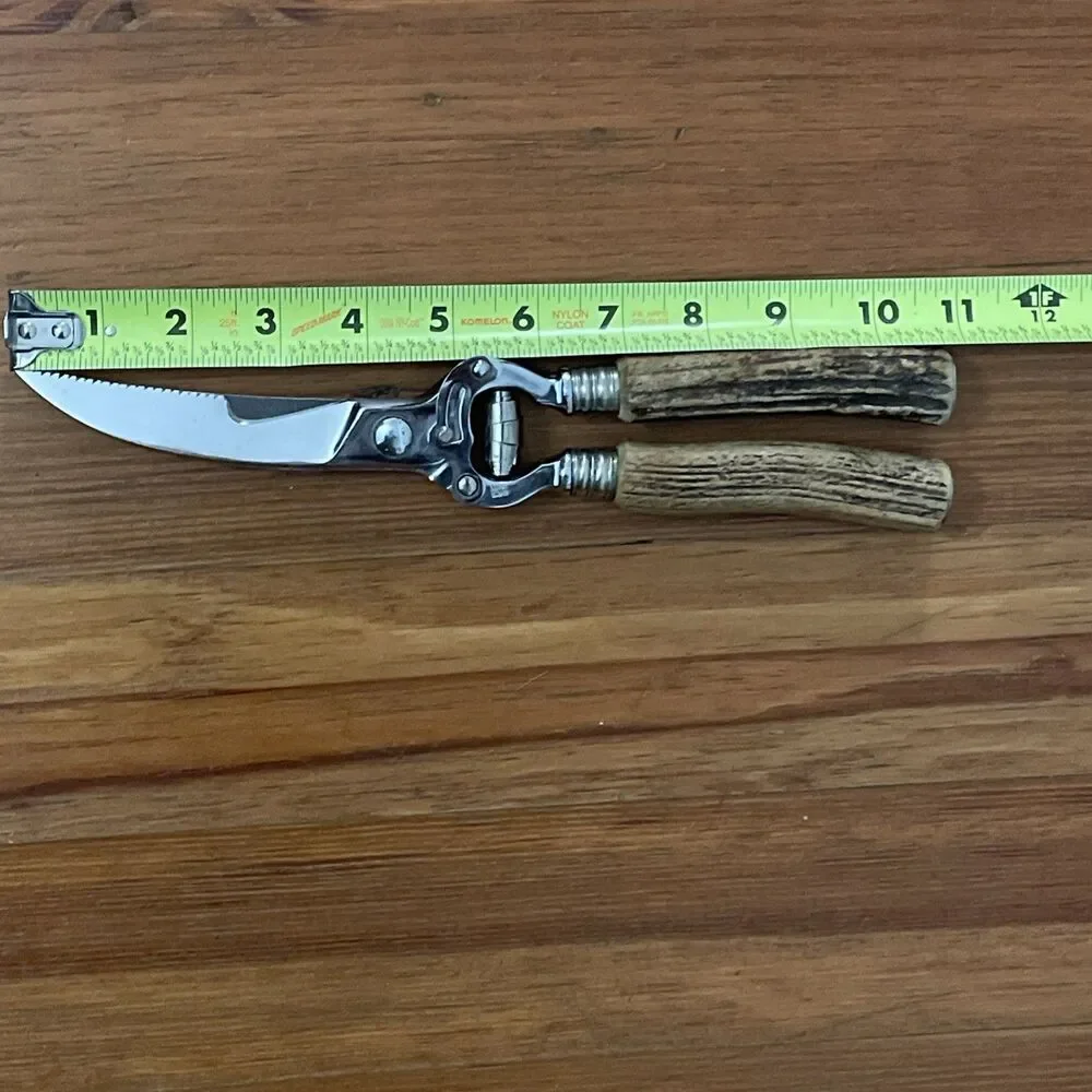 Vintage Kirk’s Germany Stag Handle Poultry Shears Antler Game Scissors MCM